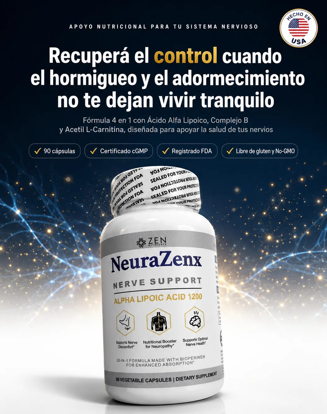NeuraZenx®: Alivio del Malestar Nervioso (120 Cápsulas)