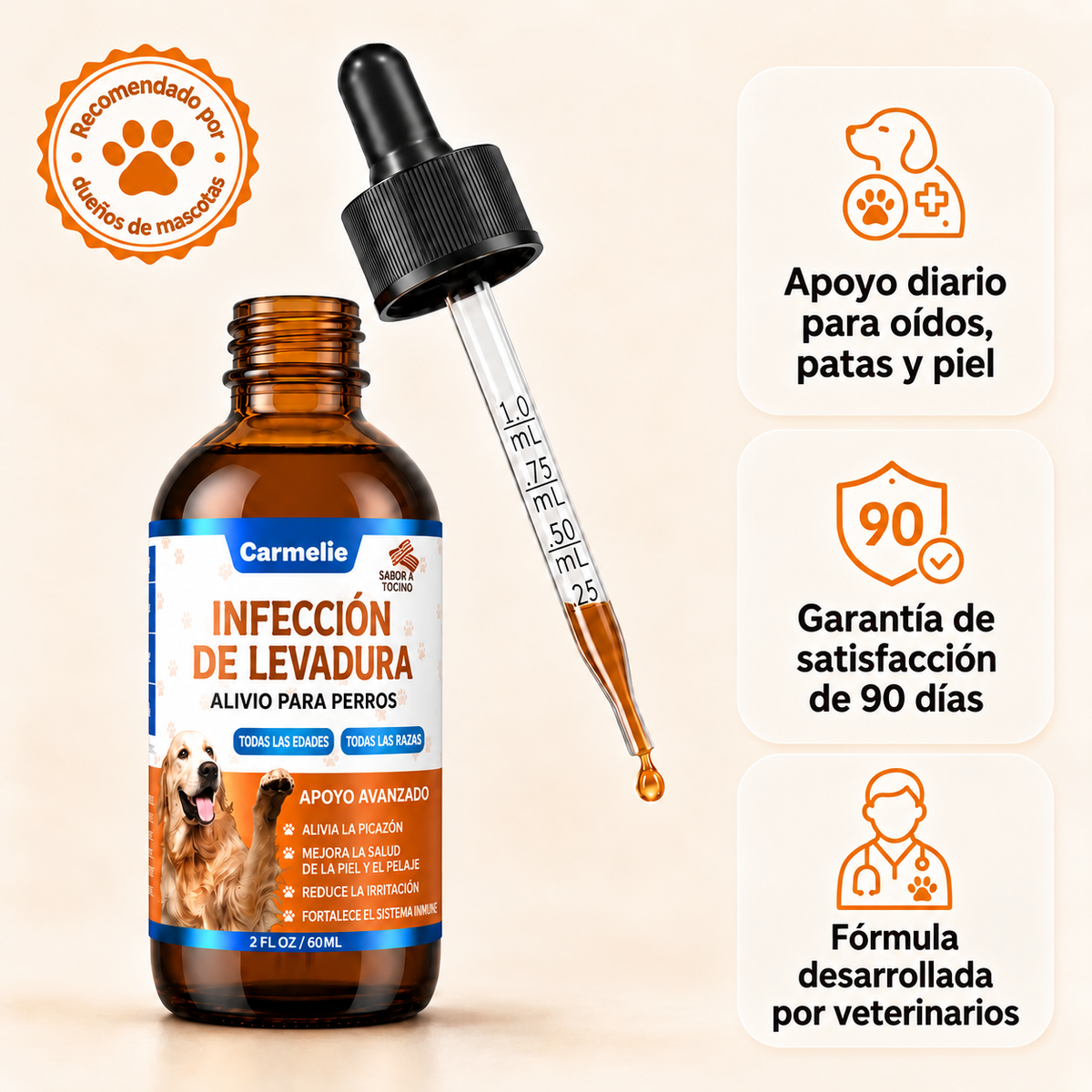 Yeast Infection 60mL - Elimina picazón, hongos, mal olor y molestias para perros (ORIGINAL + ENVIO GRATIS)