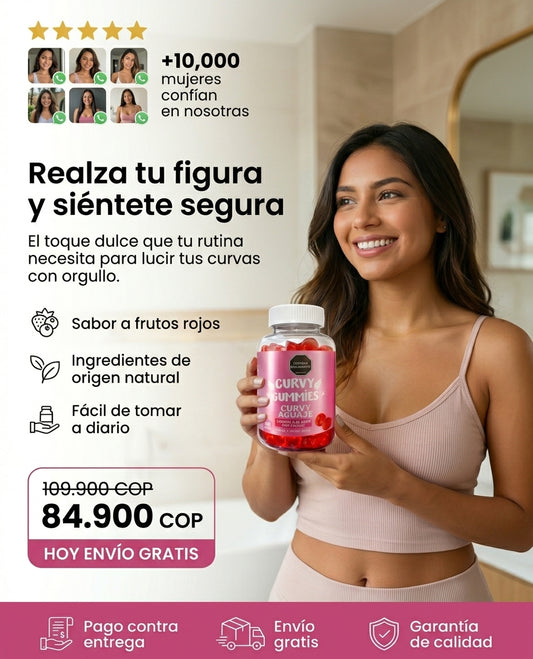 Curvy Gummies: Frasco con 60 gomitas sabor Frutos Rojos.