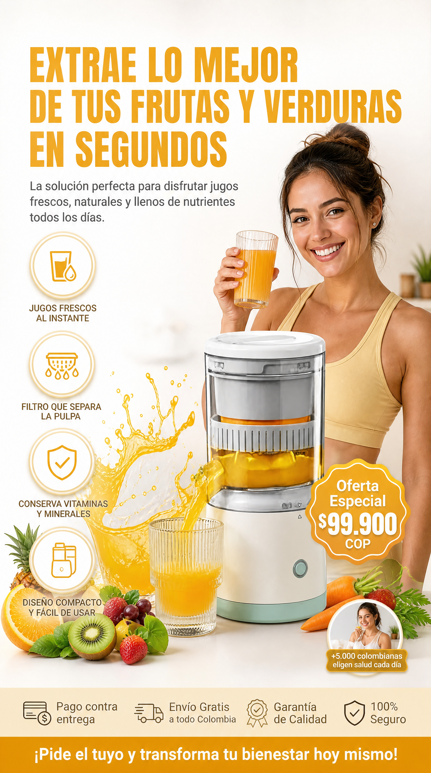 Exprimidor de Frutas Eléctrico y Portátil