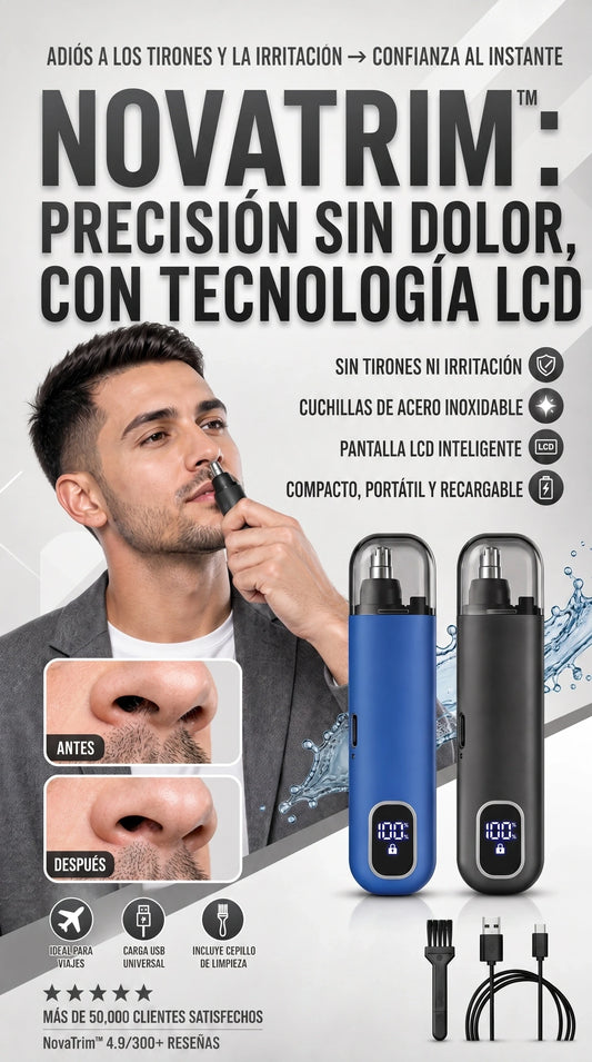 Rasurador de nariz NovaTrim™ inalámbrico con pantalla