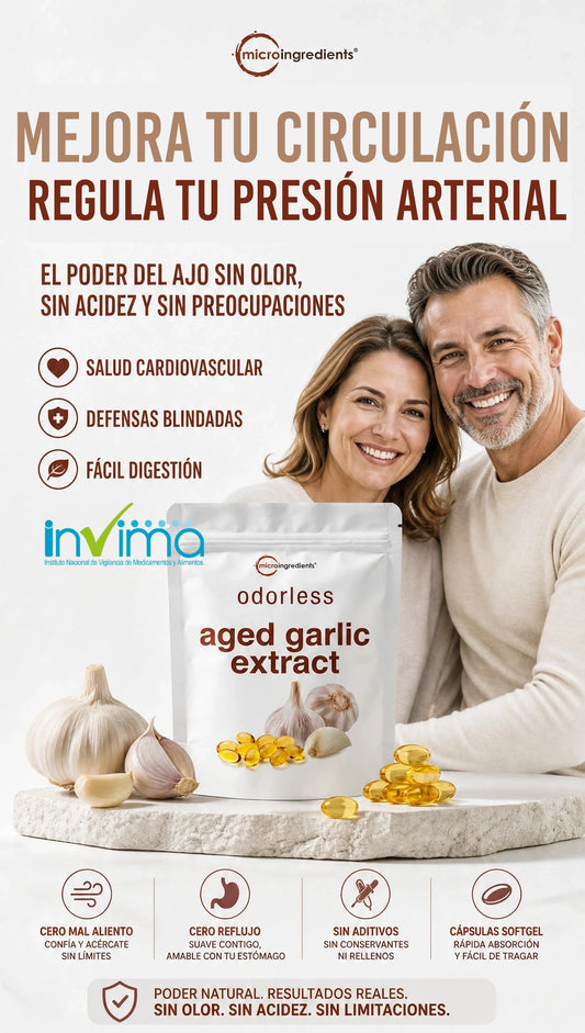 Microingredients™ Aged Garlic Extracto de Ajo sin olor, OGM, gluten y soja (100 caps)