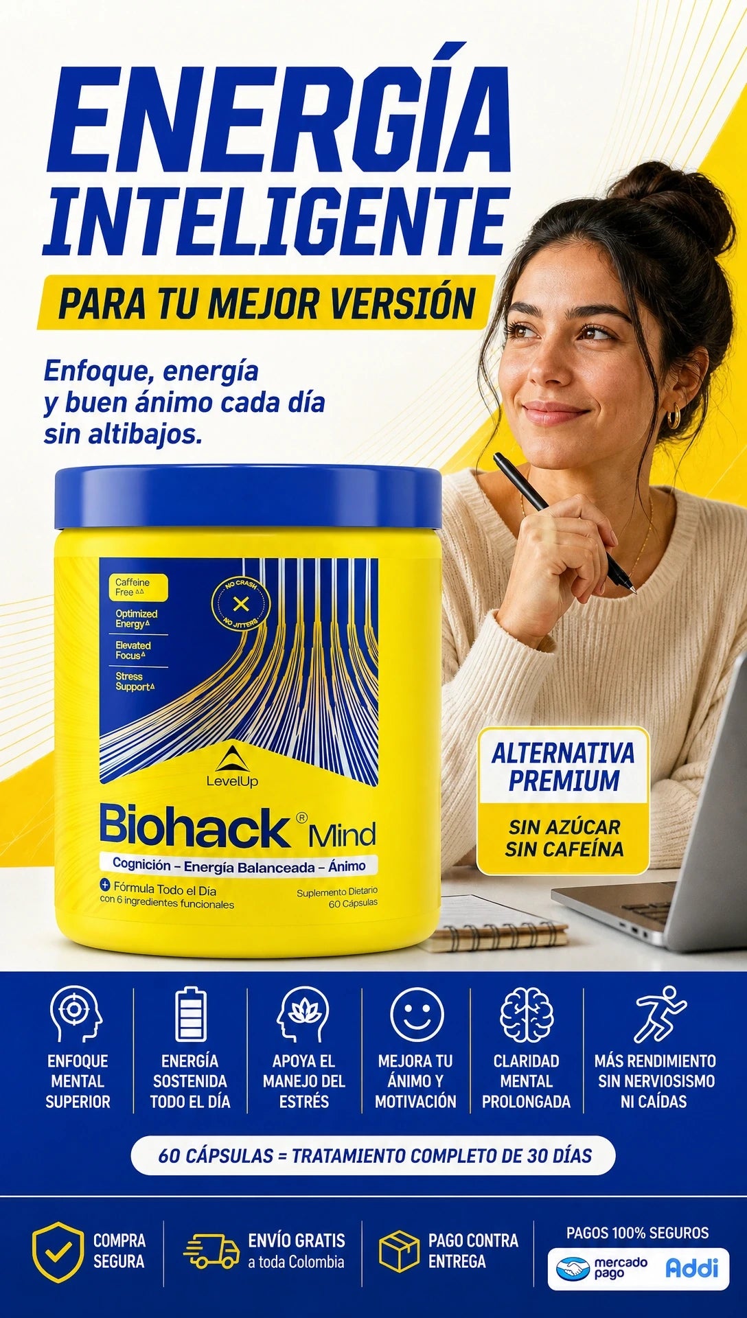 Biohack® Mind: Energía sin bajones (60 Cápsulas)