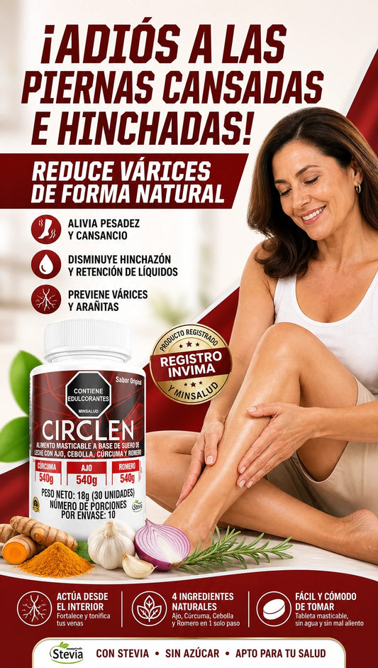 Circlen® Tratamiento Masticable para Piernas Hinchadas y Várices (30 Tabletas)