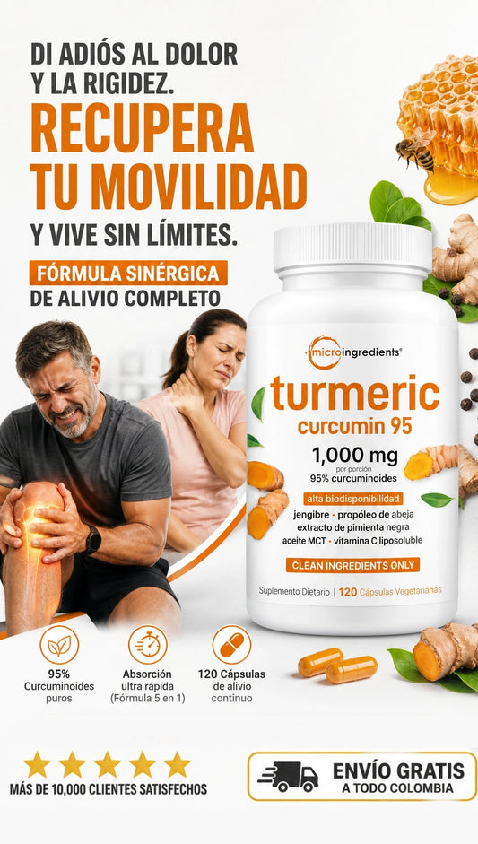 MicroIngredients® Cúrcuma 95 | Alivio Rápido para el Dolor Articular (120 Cápsulas)